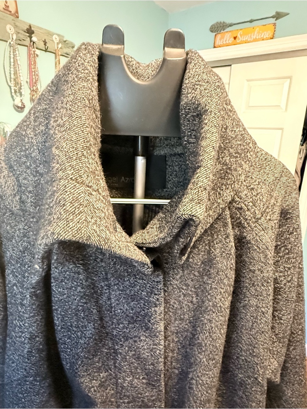 Yigal Azrouel Womems  Grey Button-Front Pea Coat - Picture 9 of 14